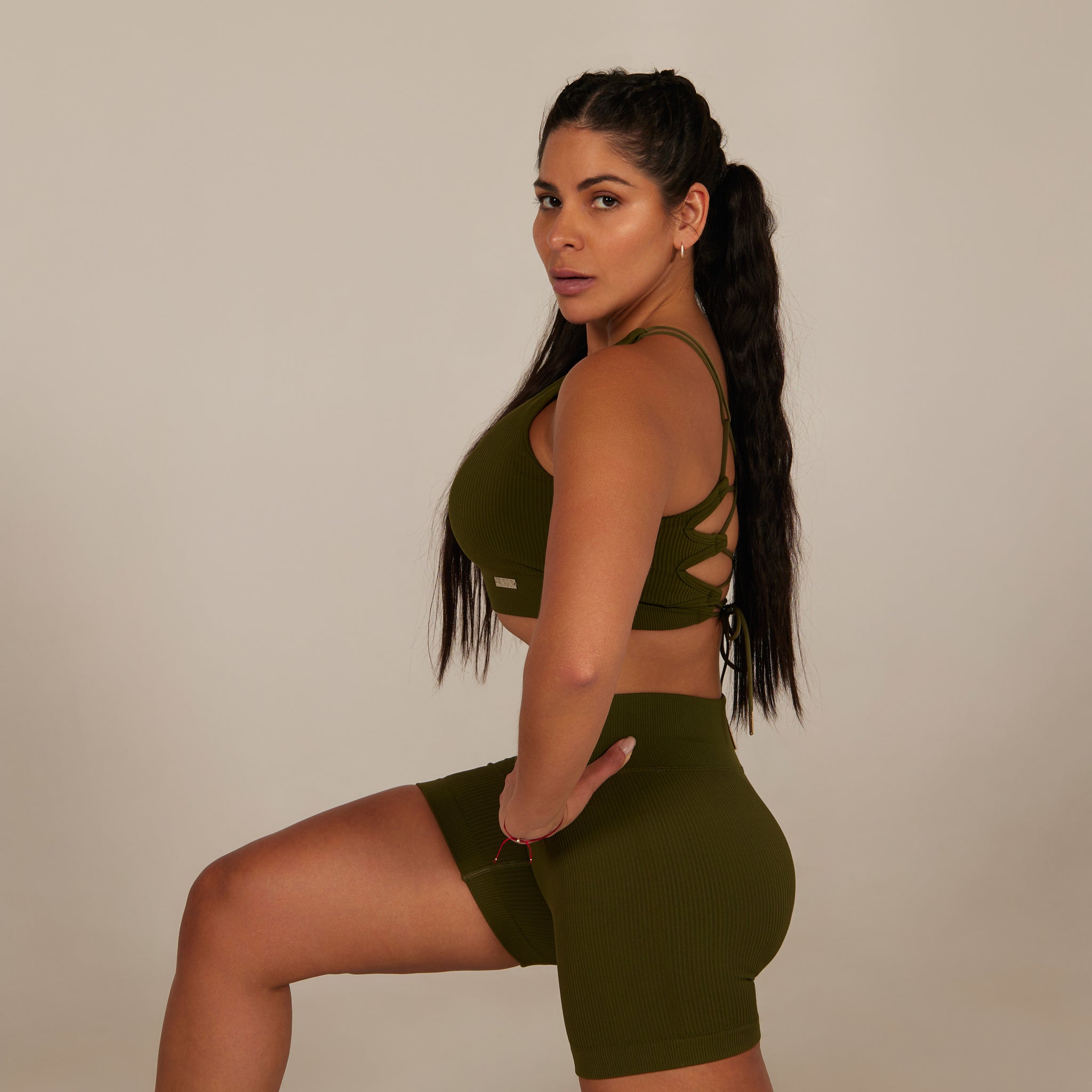 Goddess Medusa Seamless Top Army green